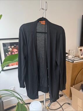 Tory Burch Black Open-Front Oversized Cardigan
